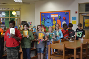 Barbara O'Connor visiting a school